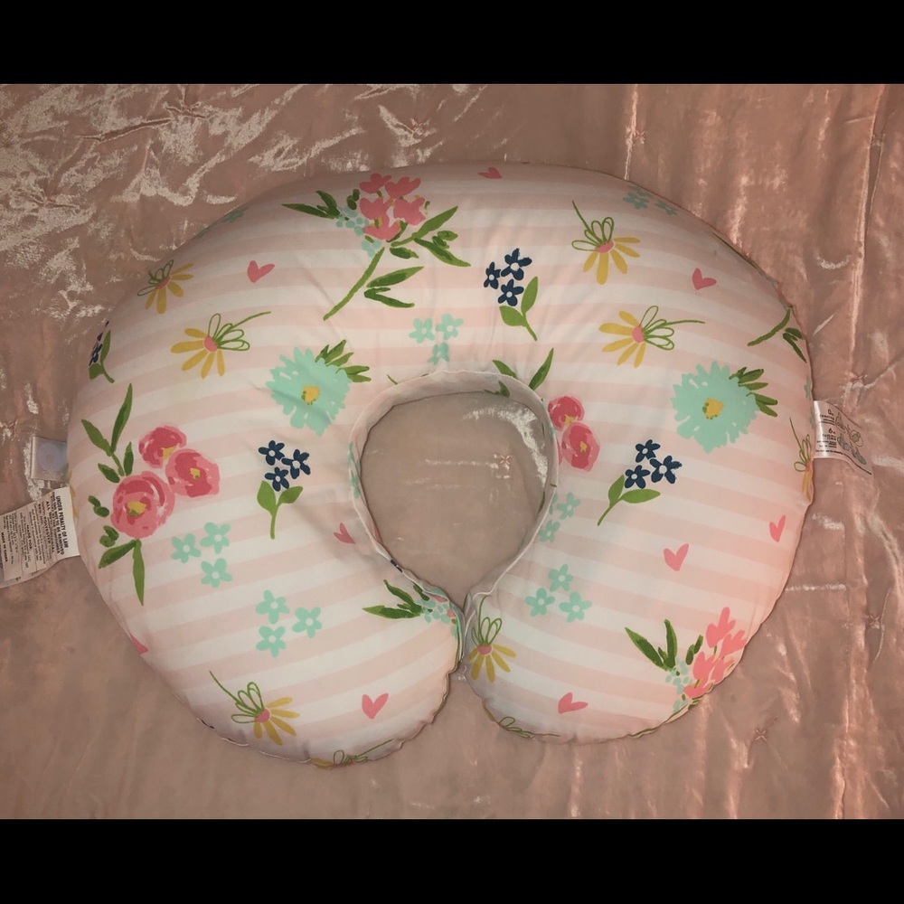 SOLD Pink floral boppy pillow